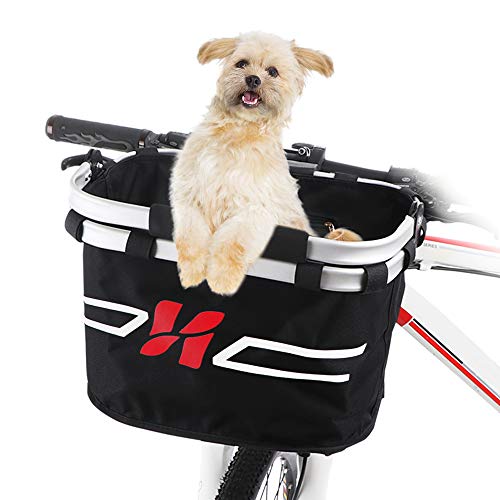 Lixada Cesta Delantera de la Bicicleta Cesta Plegable para Bicicleta Manillar Mascota Gato Bolsa de Transporte para Perros Compras Desplazamientos