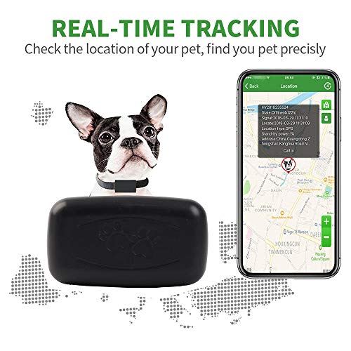 LMHOME Mini GPS localizador de rastreo de perro y gato para mascotas de 28 lb, impermeable, IP67, monitor de actividad en tiempo real, dispositivo de seguimiento de posicionamiento con collar