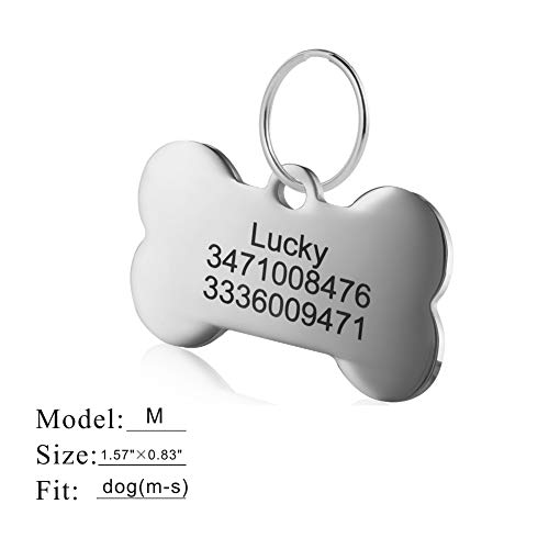 LYL Etiquetas de identificación de Mascotas de Acero Inoxidable Etiquetas de Perro Personalizadas Personalizadas Grabado Frontal/Posterior para Gato y Perro con Diferentes Formas