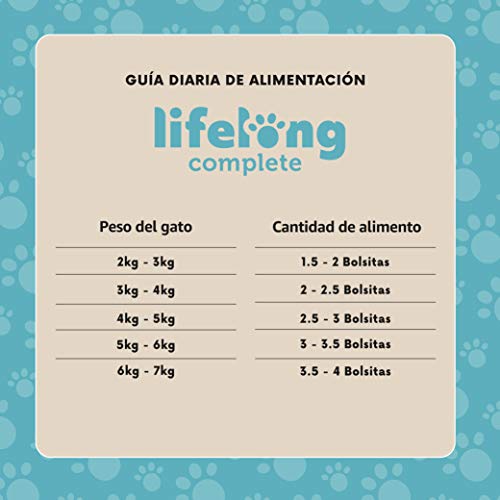 Marca Amazon - Lifelong Alimento completo para gatos adultos - Selección de pescado en gelatina,  2,4 kg (24 bolsitas x 100g)