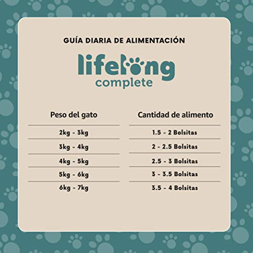 Marca Amazon - Lifelong Alimento completo para gatos adultos - Selección de pescado en salsa, 2,4 kg (24 bolsitas x 100g)