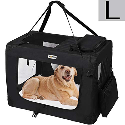 MC Star Transportin para Perros Gatos Mascotas Plegable Portátil Impermeable Tela Oxford Portador Bolsa de Transporte para Coche Viaje, L 70 x 52cm Negro