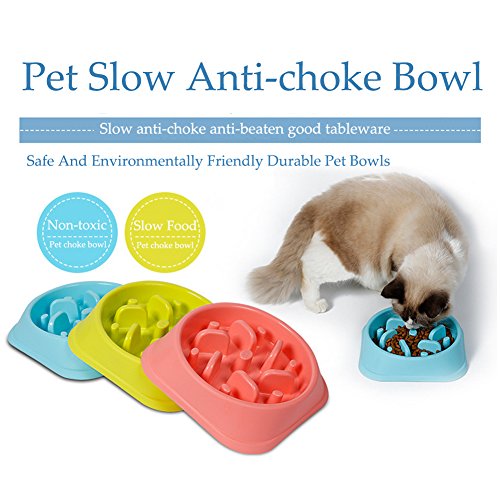Meiwash Perro de Mascota Slow Food Bowl Anti-estrangulación Bowl Mascotas Suministros Perros Grandes y pequeños Perder Peso para Ayudar a la digestión Utensilios para Mascotas Dog(Azul)