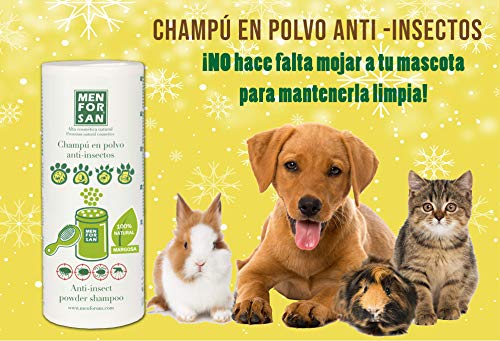 MENFORSAN Champú en polvo con Repelente de Insectos Perros, Gatos, Roedores Y Hurones - 250 Grs