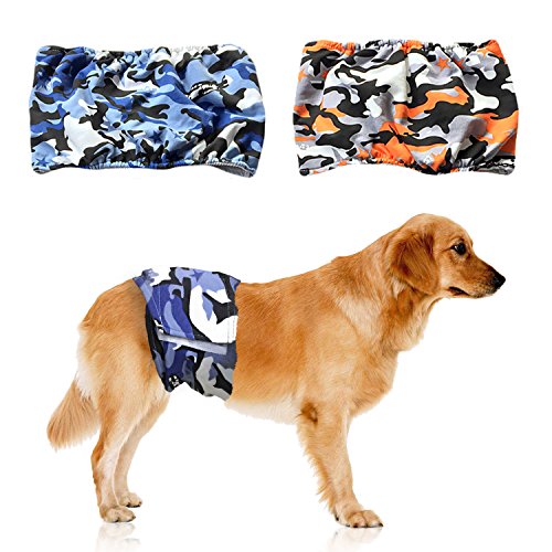 Namsan Pañales para Mascotas Pañales Reutilizables para Perros Macho(Paquete de 2) Lavables Pantalones Protectores Banda Abdominal Cinturones Sanitarios - M