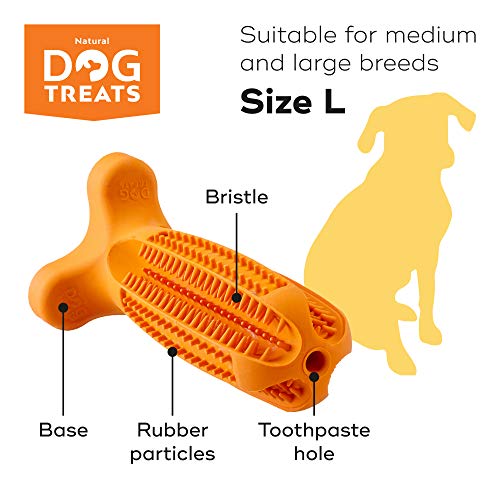 Natural Dog Treats Cepillo de Dientes y Dentífrico Set para Perros, 100% Natural Caucho Dog Brushing Stick, Juguete para Masticar