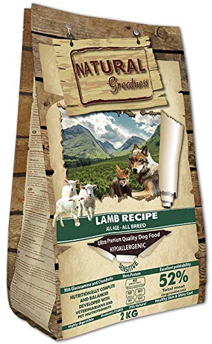 Natural Greatness Pienso seco para Perros Receta de Cordero – Sensitive. Ultra Premium -Todas Las Razas y Edades. 2 kg