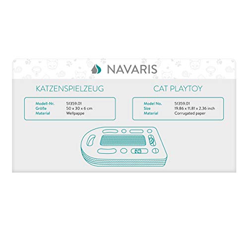 Navaris Juguete Interactivo para Gatos con rascador - Tablero didáctico con 2 Bolas y Alfombra para afilar Garras - Juego Educativo para felinos