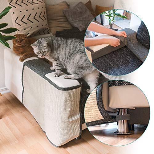 Navaris Rascador para Gatos - Protector para Esquina de sofá o sillón - Afilador de uñas de sisal para Mascotas - para el Lado Derecho en Gris