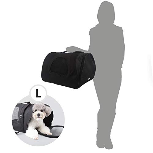 Nobleza - Bolso Transportín de Viaje Plegable para Perros y Gatos, Tela Oxford, Color Negro, Talla L, (45 * 28 * 29) cm