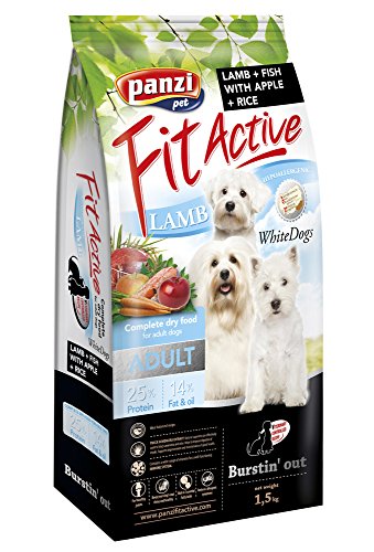 Panzi FitActive Premium Perros Forro Adulto Blanca Perros Cordero & Pescado, 1er Pack (1 x 1.5 kg)