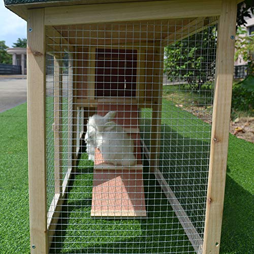 Pawhut Conejera de Exterior Grande Gallinero Pajarera Granja Casa para Animales Pequeños Jaula Mascota Conejos Gallinero 210x45.5x84.5cm