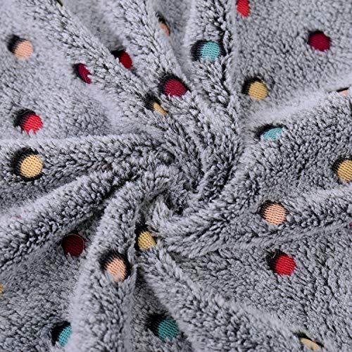 PAWZ Road Pet Dog Manta Fluffy Fleece Fabric Suave y Linda Warm Dot Print Manta Lavable para Gatos y Perros Gris Oscuro 104 * 78cm