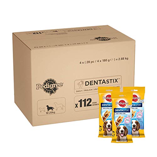 PEDIGREE DentaStix Daily Oral Care - Aperitivo para Cuidado de Dientes para Perros Que Ayuda a Reducir la formación de Placa y sarro (1 Paquete de 112 DentaStix)