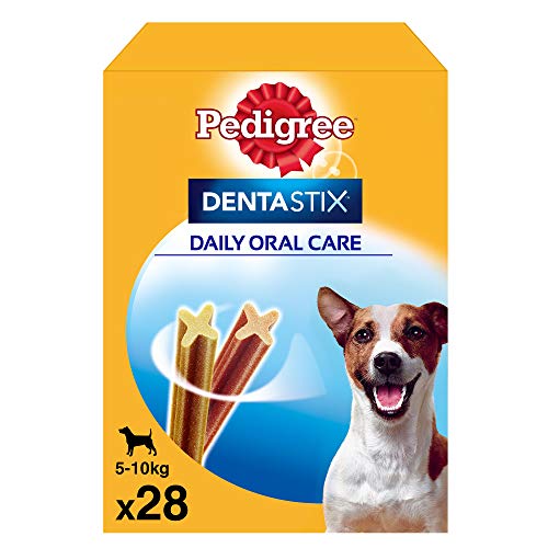 Pedigree Pack de 28 Dentastix de uso diario para la limpieza dental de perros pequeños (Pack de 4)