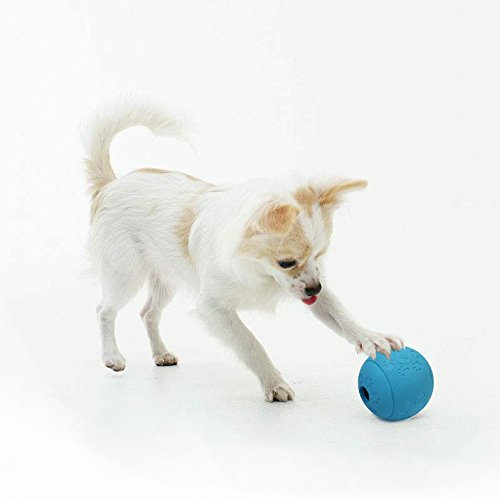 Pelota de caucho natural para perros de Voyage, robusta pelota para perros de goma , de larga vida útil, diámetro 7 cm, con función de cuidado de dientes con nudos y agujero para chuches