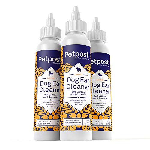 Petpost | Limpiador de Oídos de Perros – Solución de Aceite de Coco Natural – El Mejor Tratamiento para Garrapatas de Oído de Perro e Infecciones – Libre de Alcohol e Irritantes – 8 Oz.