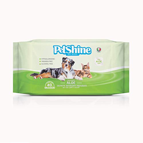 PetShine 11-04210 Toallitas Higiene Perro y Gato, Aloe - 40 Unidades