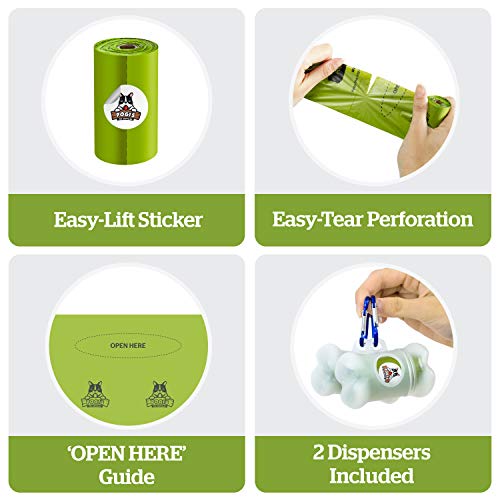 Pogi's Poop Bags - Bolsas para excremento de Perro - 50 Rollos (750 Bolsas) + 2 Dispensadores - Grandes, Biodegradables, Perfumadas, Herméticas