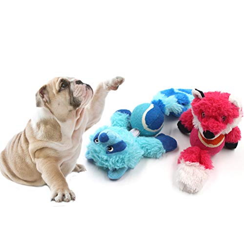 POPETPOP Juguete para Mascotas Lindo Juguete Vocalizado Interactivo de Peluche de Peluche de Colores con Bola para Perros (Mapache)