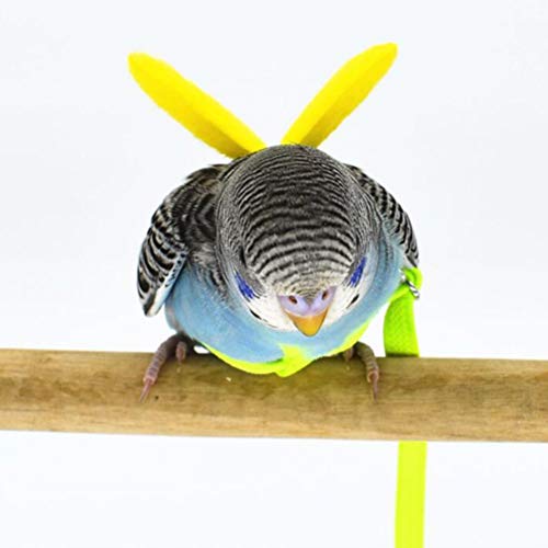 POPETPOP Loro Pájaro Arnés-Lindo arnés para pájaros Cuerdas voladoras Cuerda para Mascotas Loro Entrenamiento al Aire Libre para periquitos Lovebird Cockatiel Mynah Pájaros pequeños-Amarillo