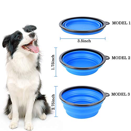 Powerking Botella de Agua para Perro, 350ml 2 en 1 PP para Mascotas, y Botella para Perro con 250 g Contenedor de alimento para Mascotas para Caminar/Viajar, tazones Plegables para Perros(Azul)