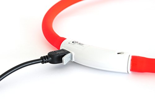 PRECORN LED USB Silicona Collar de Perro Luminoso Rojo Collar Seguridad Cuello Tubo Recargable