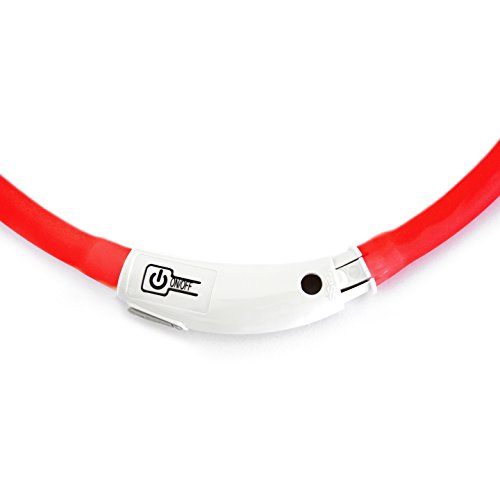 PRECORN LED USB Silicona Collar de Perro Luminoso Rojo Collar Seguridad Cuello Tubo Recargable