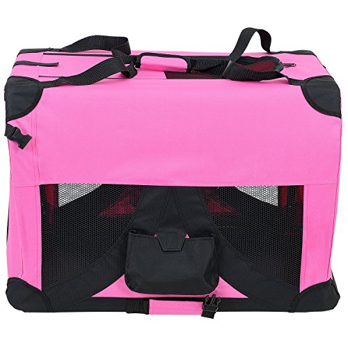 [pro.tec] Bolsa de transporte para mascotas - Tamaño: M (60x42cm) - Transportín plegable para perro (ROSA)