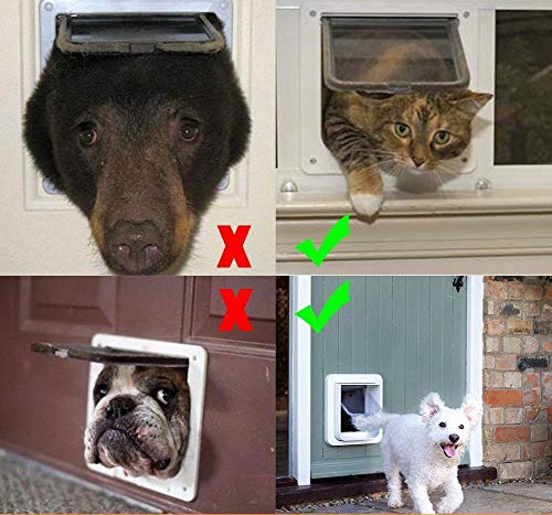Pulchram Puerta de Mascota, Colgajo de Gato, Colgajo de Gato Magnético de 4 Vías, Colgajo de Gato/Perro con Túnel- Fácil de Instalar 20 * 19 * 16 cm