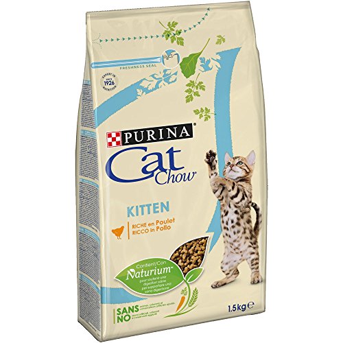 Purina Cat Chow pienso para Gato Junior, bebe, gatito con Pollo 6 x 1,5 Kg