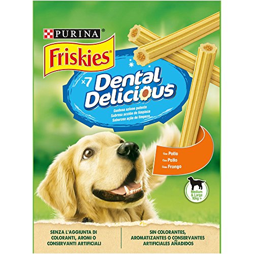 Purina Friskies Dental Delicious, Golosina dental para Perro Mediano y Grande  6 x 200 g (1.2 kg)