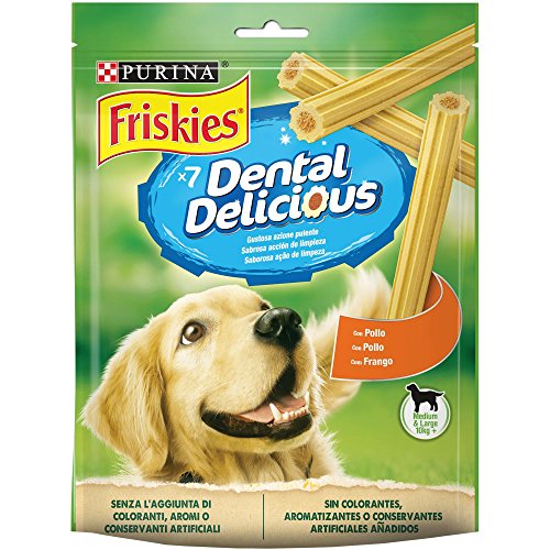 Purina Friskies Dental Delicious, Golosina dental para Perro Mediano y Grande  6 x 200 g (1.2 kg)