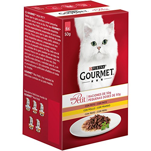 Purina Gourmet Mon Petit conmida para gatos con Pato, Pollo y Pavo 8 x [6 x 50 g]