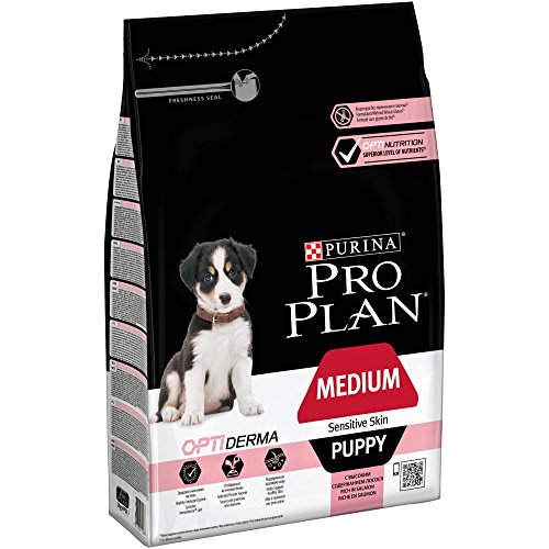 Purina ProPlan Medium Puppy Derma pienso para perro cahorro Salmón, Paquete de 4 x 3kg, Total 12kg