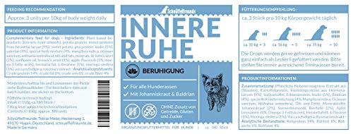 Schnüffelfreunde Innere Ruhe I Ayuda Calmante para Perros - Complemento Alimenticio para el Perro Miedoso para Calmar, Combatir el Miedo, Alivia el Estrés y la Ansiedad y para más Tranquilidad
