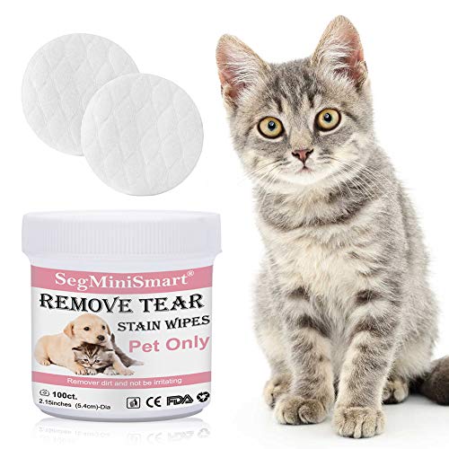 SEGMINISMART Toallitas Limpiadoras para los Ojos de Perros y Gatos 100 toallitas de algodón húmedo por Las lágrimas de los Ojos de Las Mascotas Mucus Saliva