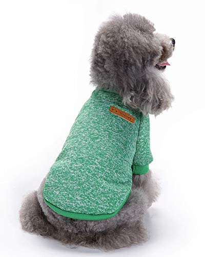 Shaoyao Ropa para Mascotas Abrigo De Invierno Color Sólido Cálido para Perros Chaqueta Pequeños Verde L