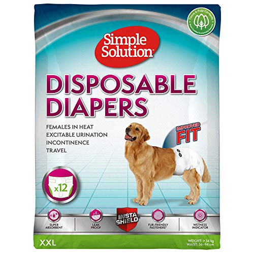Simple Solution Disposable Pañales para perros, blanco, XXL - paquete de 12