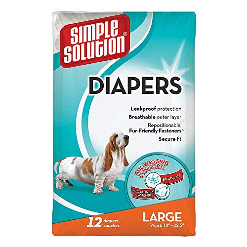 Simple Solution pañales de perro hembra desechables, grande/XL (paquete de 12)