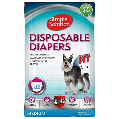 Simple Solution pañales desechables para perro hembra, mediano (Pack de 12)