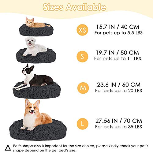 SlowTon Casa Cómoda para Mascotas Donut Cuddler Nest Cojín de Gato de Felpa Suave y cálido para Gatos con Esponja acogedora Fondo Antideslizante Lavable a máquina