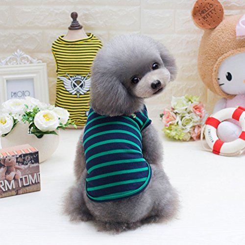 smalllee_lucky_store - Ropa para Perro pequeña, diseño de Rayas, algodón, Talla L, Color Verde
