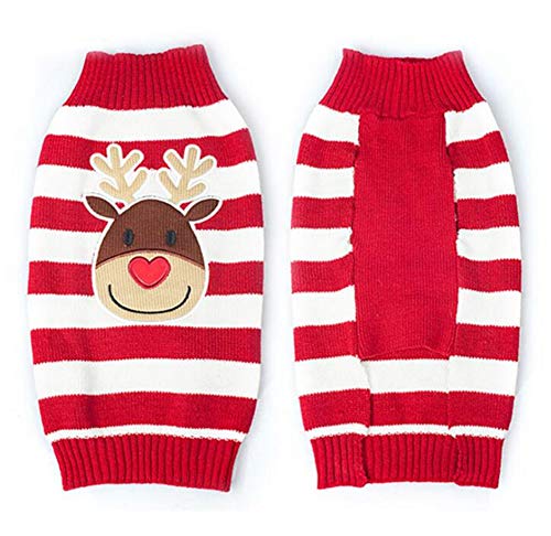 Smoro Rojo Lindo Mascota Cachorro Gato Perro cálido Jersey suéter Prendas de Punto Abrigo Ropa Ropa pequeño Perro Cachorro suéter Navidad Reno Traje