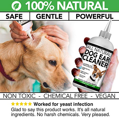 The Healthy Dog Co Limpiador Completamente Natural de Oídos para Perros | 250ml | Ponga Fin al Sufrimiento de Sus Perros en 2-3 Días | Elimina Los Olores, la Picazón y Las Secreciones