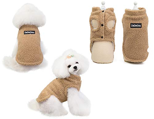 Tineer Pet Doggy Winter Lamb Cachemira Abrigo Warm Outdoor Fleece Dog Fleece Forro Pullover Coat Chaqueta Outwear Chaleco para Perros pequeños y medianos (XL, Khaki)