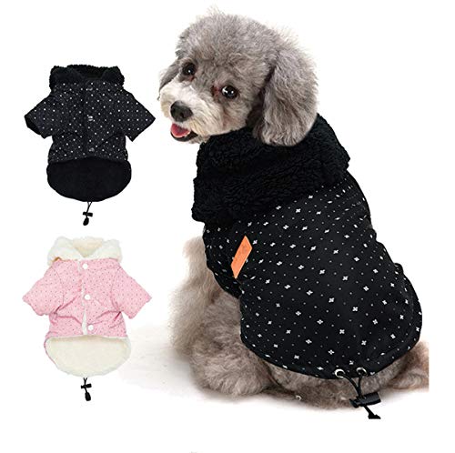 Tineer Pet Puppy Little Star Coat, Perro de Mascota Cálido Invierno Ropa Cachorro Suéter Ropa Ropa para Perros (XL, Negro)
