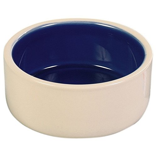 Trixie Comedero 1 L, Ø 18 cm, Crema/Azul, Cream/Blue, 1 litro