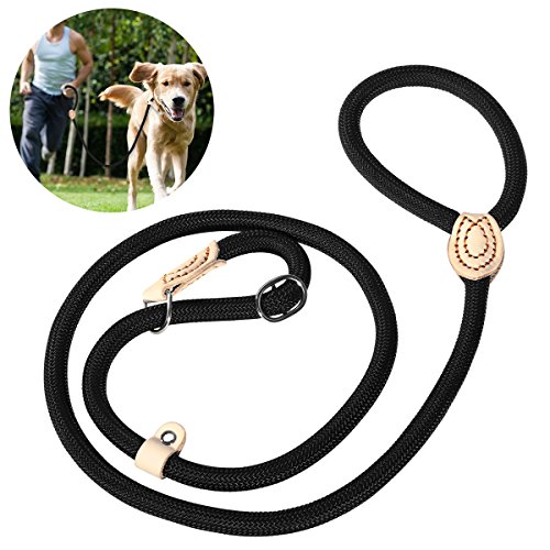 UEETEK 1,4 CM perro Slip formación correa Collar Nylon plomo para mascotas entrenamiento (negro)