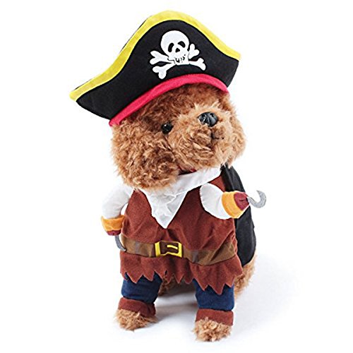 UEETEK Gato del animal doméstico perro ropa ropa de traje con sombrero pirata traje vestido pirata S